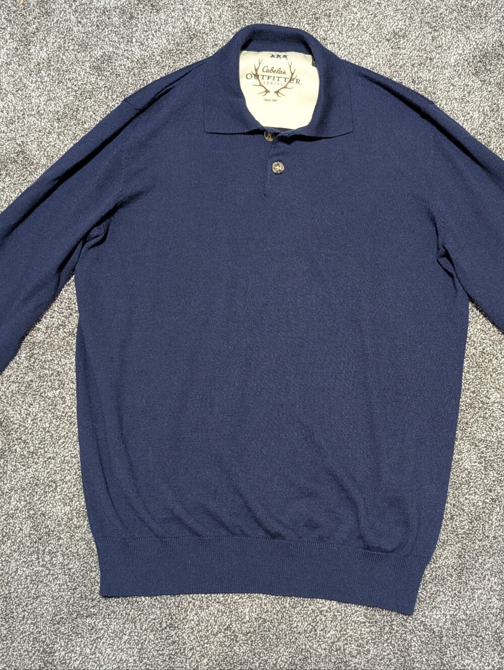 Cabela's Navy Blue Outfitter Series Knit Collar Top
